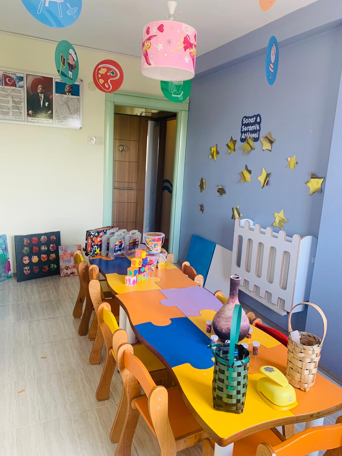 Sanat ve seramik atölyesi masaları
