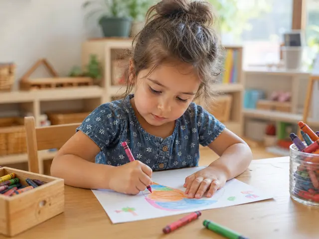 Anaokulunda boyama etkinliğine odaklanan okul öncesi çocuk